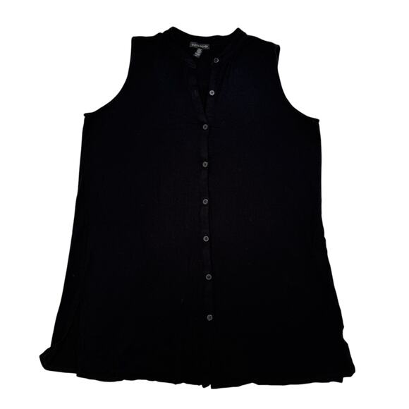 EILEEN FISHER Black Viscose Button Up Sleeveless Blouse Top Size Small #R16VFF - Picture 4 of 9